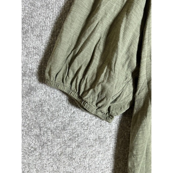 Knox Rose Puff Sleeve V-Neck Smocked Top Womens Size XXL Shirt‎ Olive Green - Picture 9 of 11